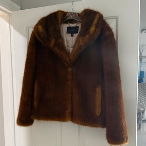J. Crew Deep Brown Faux Fur Jacket